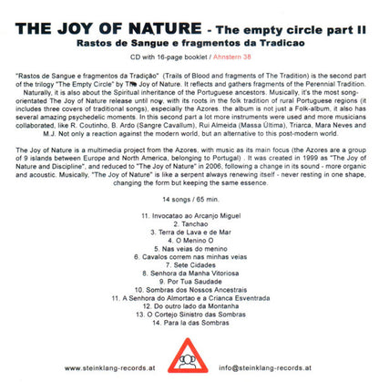 The Joy Of Nature : The Empty Circle Part 2 - Rastos De Sangue E Fragmentos Da Tradição (CD, Album, Promo)