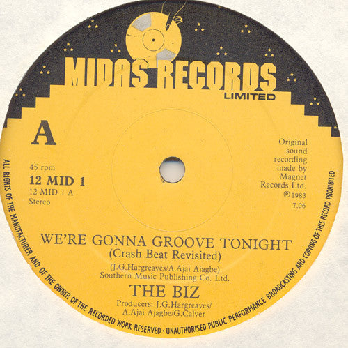 The Biz : We're Gonna Groove Tonight (12")