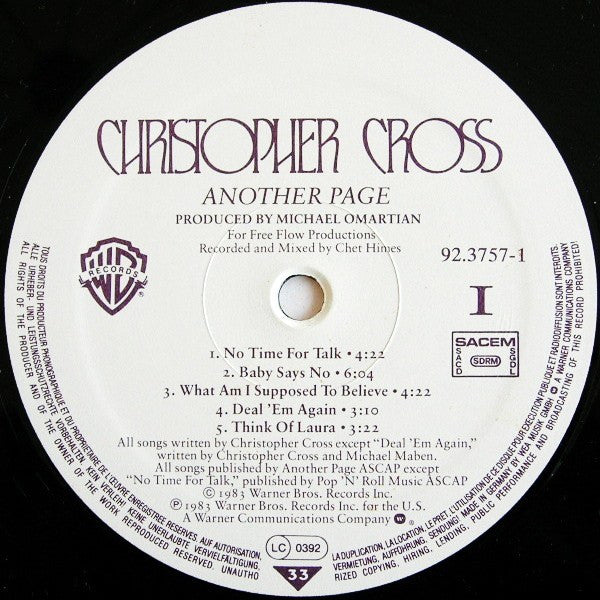 Christopher Cross : Another Page (LP, Album, DMM)