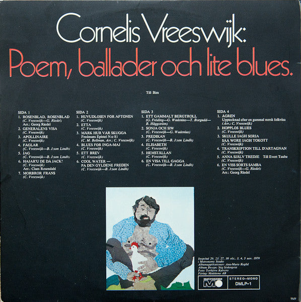 Cornelis Vreeswijk : Poem, Ballader Och Lite Blues (2xLP, Album)