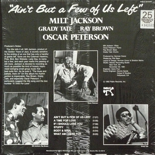 Milt Jackson : Ain't But A Few Of Us Left (LP, Album)