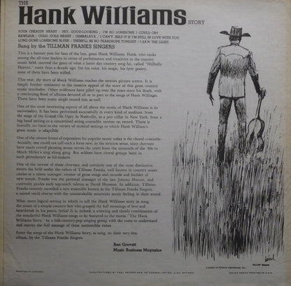 Tillman Franks Singers, Tillman Franks : The Hank Williams Story Sung By The Tillman Franks Singers (LP)