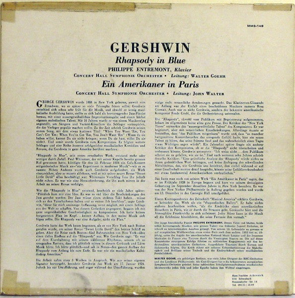 George Gershwin : Rhapsody In Blue; Ein Amerikaner In Paris (10")