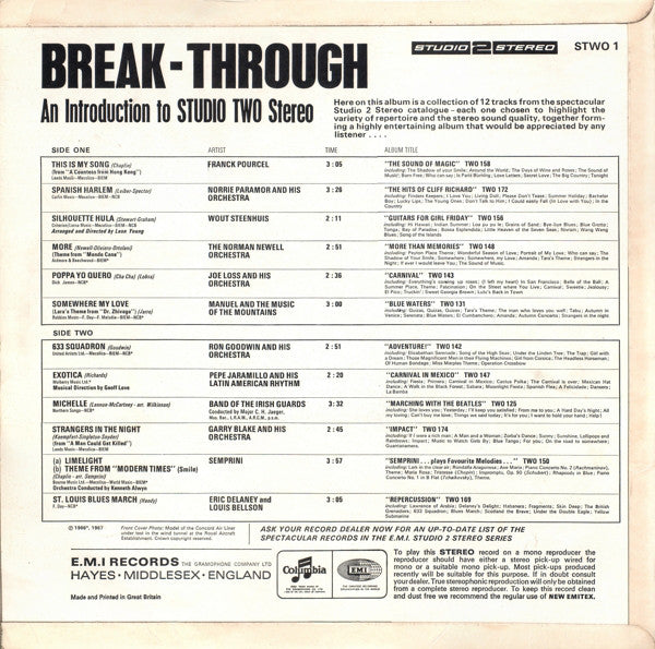 Various : Break-through - An Introduction To Studio Two Stereo (LP, Comp, Smplr)