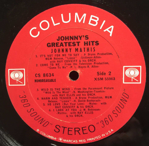 Johnny Mathis : Johnny's Greatest Hits (LP, Comp, RE)