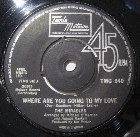 The Miracles : Where Are You Going To My Love (7", Single, 4 P)