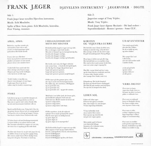 Frank Jæger : Djævelens Instrument - Jægerviser - Digte (LP, RE)