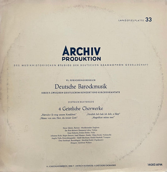 Dieterich Buxtehude, Norddeutscher Singkreis, Gottfried Wolters : Deutsche Barockmusik, Geistliche Chorwerke (LP, Album, Mono)