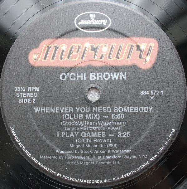 O'Chi Brown : Whenever You Need Somebody (12")