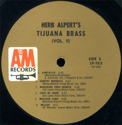 Herb Alpert & The Tijuana Brass : Volume 2 (LP, Album, Mono)