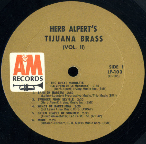 Herb Alpert & The Tijuana Brass : Volume 2 (LP, Album, Mono)