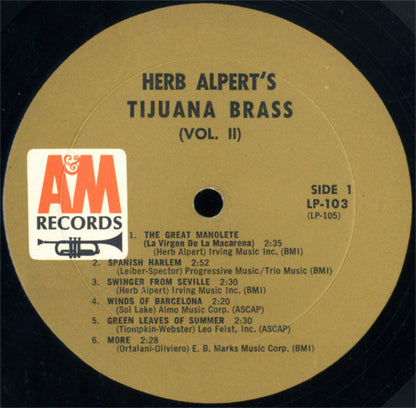 Herb Alpert & The Tijuana Brass : Volume 2 (LP, Album, Mono)