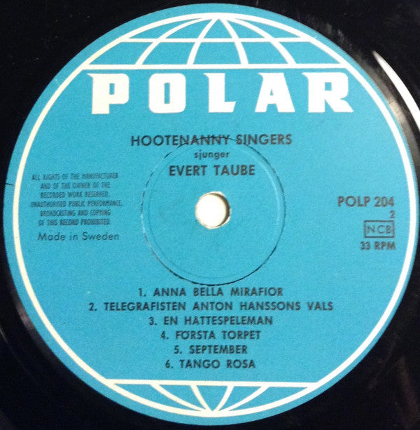 Hootenanny Singers : Hootenanny Singers Sjunger Evert Taube (LP, Album, Mono)