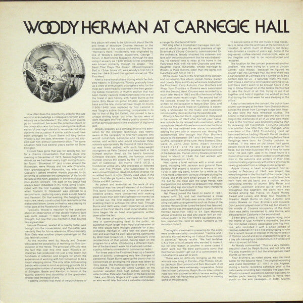 Woody Herman & The New Thundering Herd : The 40th Anniversary, Carnegie Hall Concert (2xLP, Album)