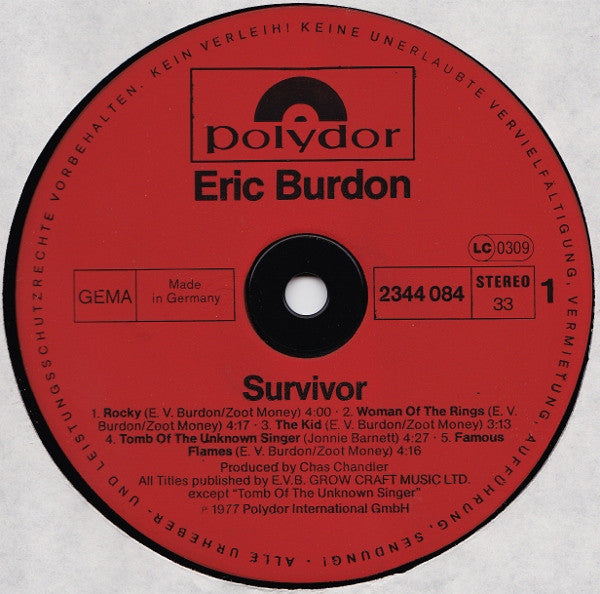 Eric Burdon : Survivor (LP, Album)