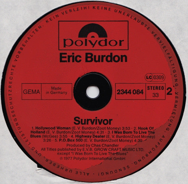 Eric Burdon : Survivor (LP, Album)