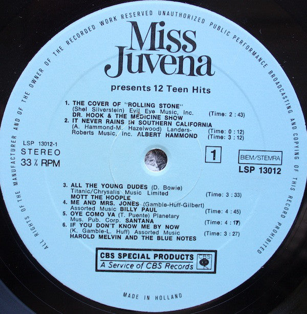 Various : Miss Juvena Presents 12 Teen Hits (LP, Comp, Promo, Gat)