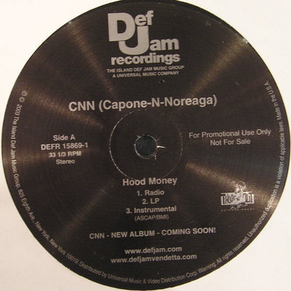 Capone -N- Noreaga : Hood Money (12", Single, Promo)