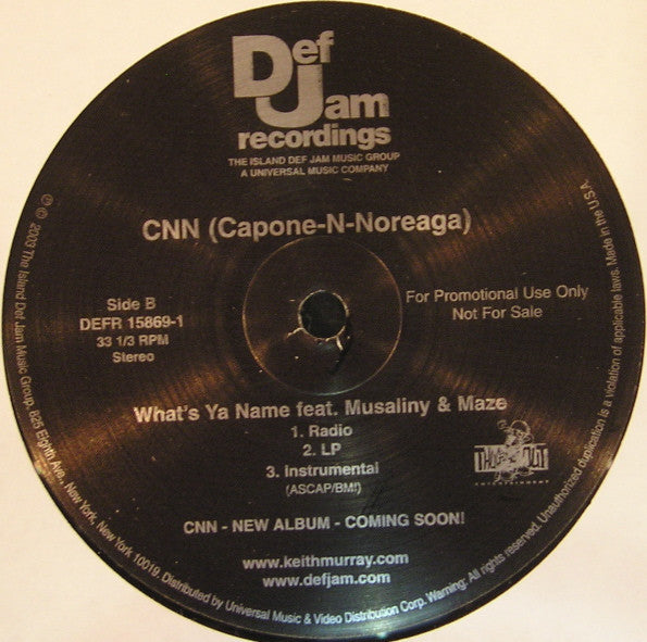 Capone -N- Noreaga : Hood Money (12", Single, Promo)