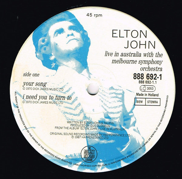 Elton John : Your Song (Plus Other Tracks) (12")