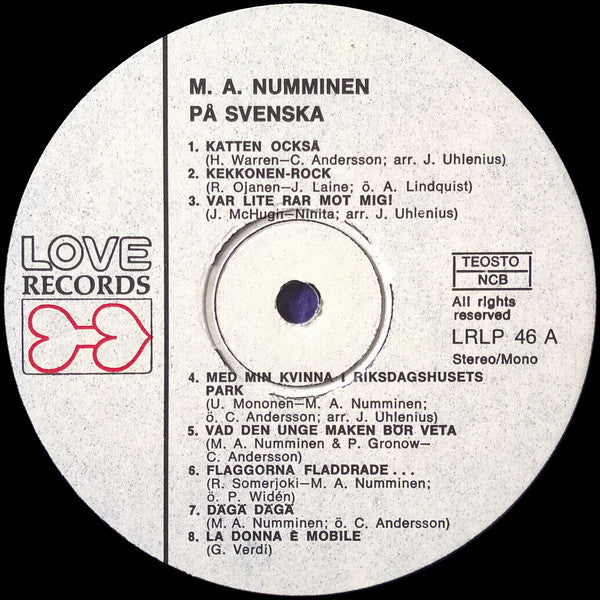 M.A. Numminen : M.A. Numminen På Svenska (LP, Album)