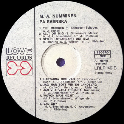 M.A. Numminen : M.A. Numminen På Svenska (LP, Album)