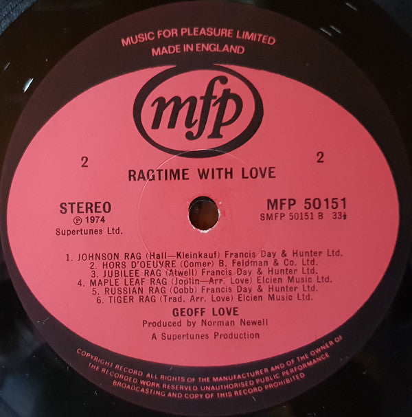 Geoff Love And His Ragtime Band : Ragtime With Love (LP, Album)