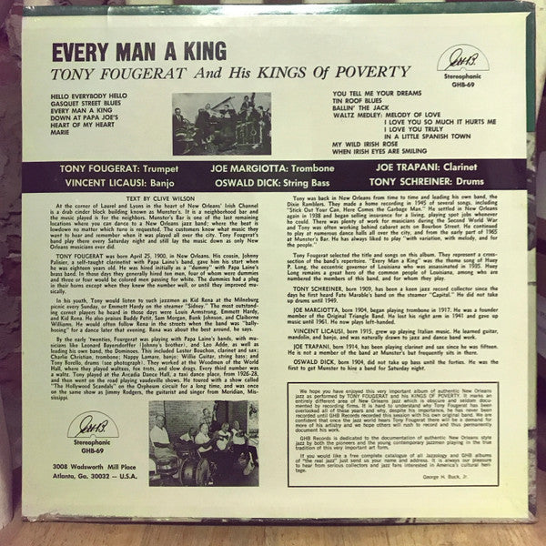 Tony Fougerat And His Kings Of Poverty : Every Man A King (LP)