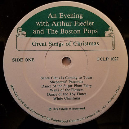 Arthur Fiedler And The Boston Pops Orchestra : Great Songs Of Christmas (LP, Album)