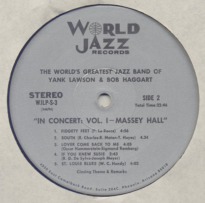 The World's Greatest JazzBand Of Yank Lawson & Bob Haggart Special Guest Bobby Hackett With Vic Dickenson, Bud Freeman, Eddie Hubble, Gus Johnson, Ralph Sutton (2) And Bob Wilber : In Concert: Vol. 1 - Massey Hall (LP, Album)