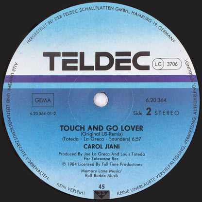 Carol Jiani : Touch And Go Lover (12", Maxi)