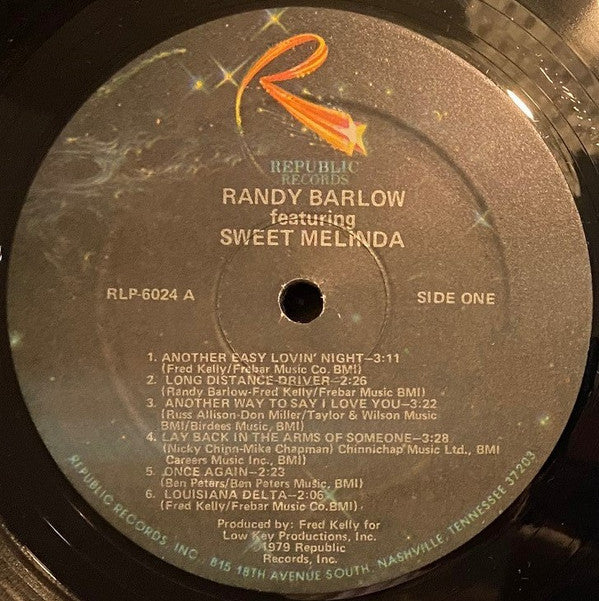 Randy Barlow : Featuring Sweet Melinda (LP, Album)