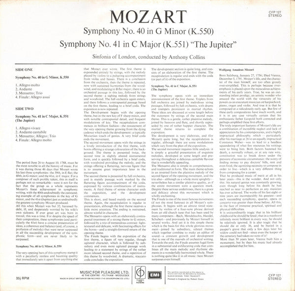 Wolfgang Amadeus Mozart - The Sinfonia Of London, Anthony Collins (2) : Symphonies 40 And 41 (LP)