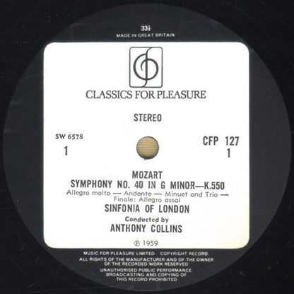 Wolfgang Amadeus Mozart - The Sinfonia Of London, Anthony Collins (2) : Symphonies 40 And 41 (LP)