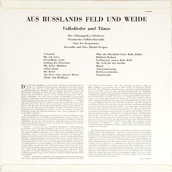 Various : Aus Russlands Feld Und Weide (Volkslieder Und Tanze) (LP, Comp, Mono)