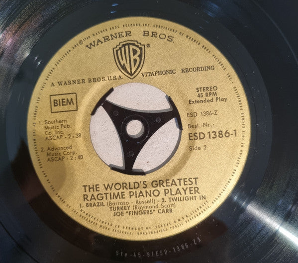 Joe "Fingers" Carr : The World's Greatest Ragtime Piano Player (7", EP, Mono)