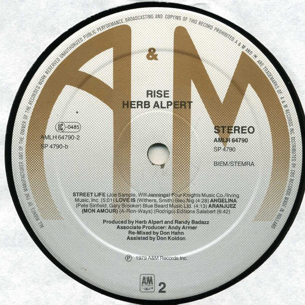 Herb Alpert : Rise (LP, Album)