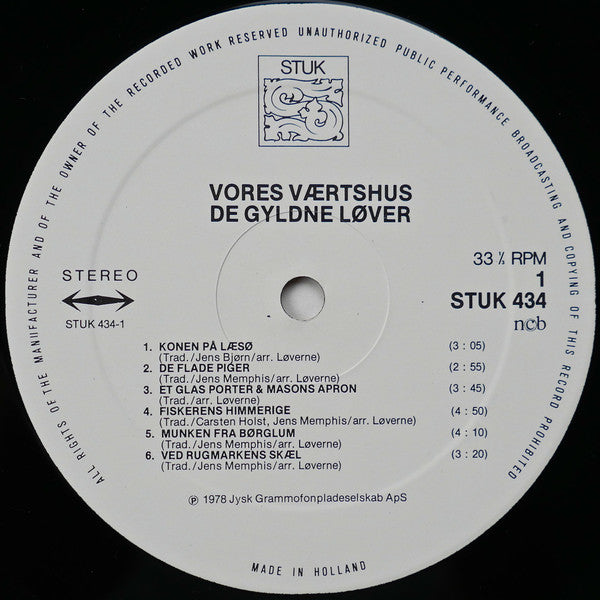 De Gyldne Løver : Vores Værtshus (LP, Album)