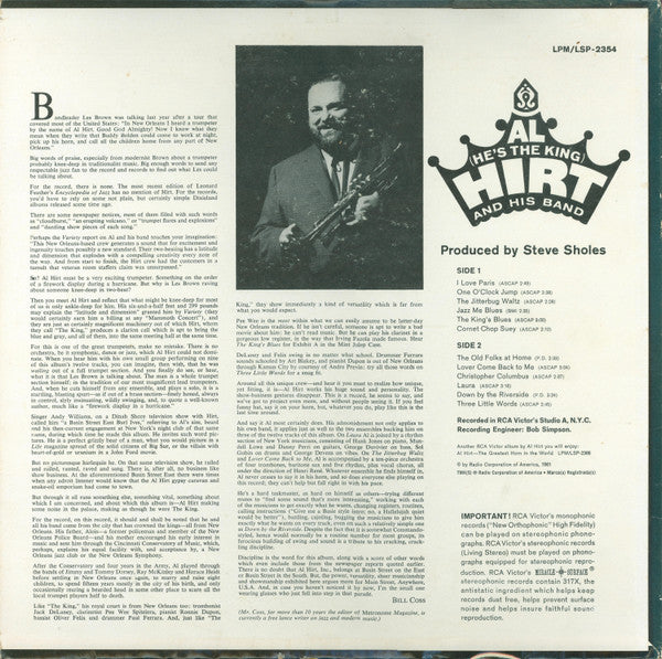 Al Hirt And His Band : Al (He's The King) Hirt And His Band (LP, Album, Mono, Ind)