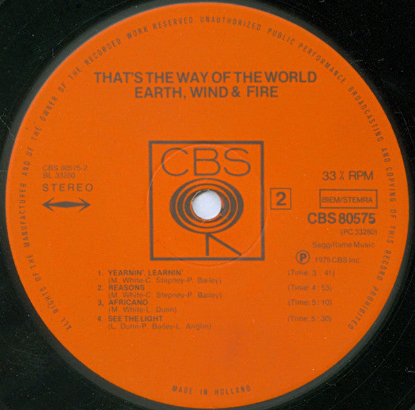 Earth, Wind & Fire : That's The Way Of The World (LP, Album, Gat)