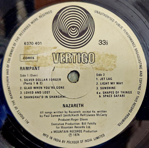 Nazareth (2) : Rampant (LP, Album)