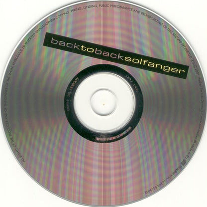 Back To Back : Solfanger (CD, Album)