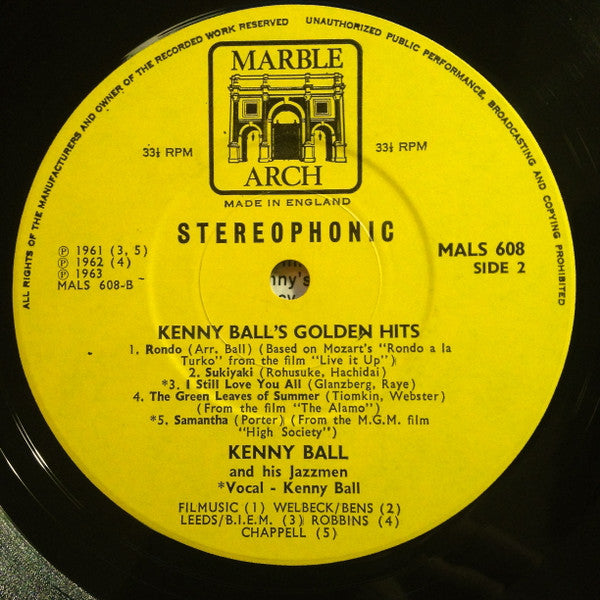 Kenny Ball And His Jazzmen : Kenny Ball's Golden Hits (LP, Comp, RE)