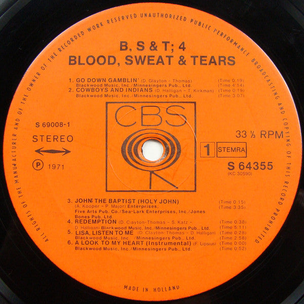 Blood, Sweat And Tears : B, S & T; 4 (LP, Album)