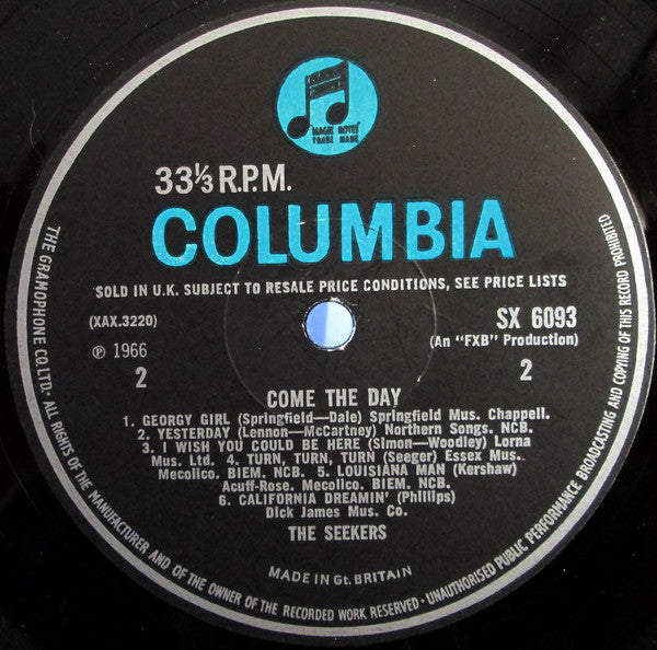 The Seekers : Come The Day (LP, Album, Mono)