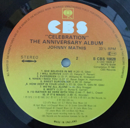 Johnny Mathis : Celebration - The Anniversary Album (LP, Comp)