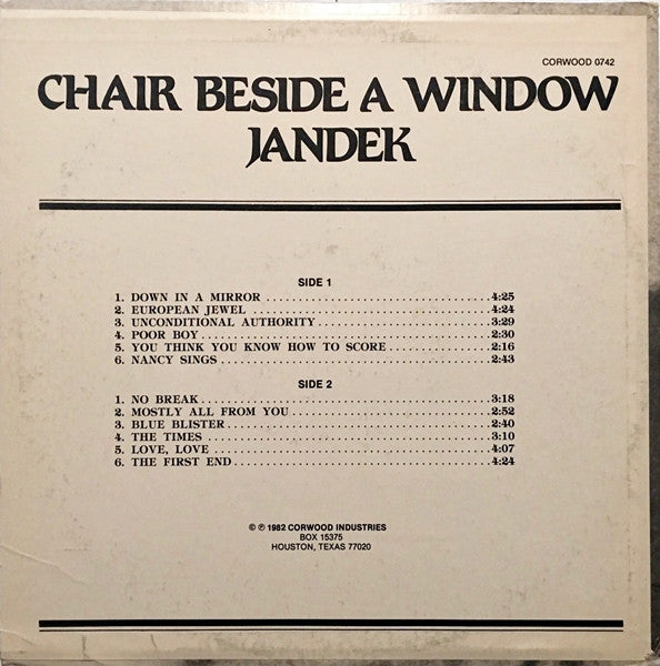 Jandek : Chair Beside A Window (LP, Album)