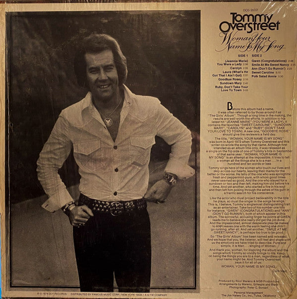 Tommy Overstreet : Woman, Your Name Is My Song (LP, Album)