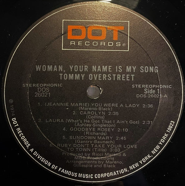 Tommy Overstreet : Woman, Your Name Is My Song (LP, Album)