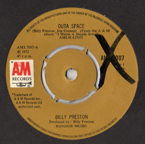 Billy Preston : Outa Space (7", 4 P)